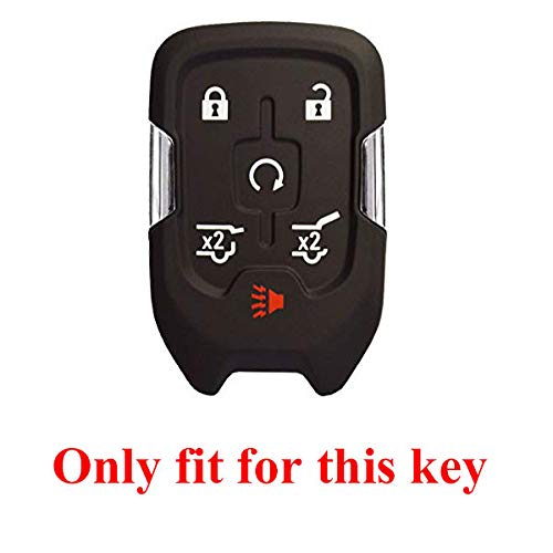 Btopars 2pcs 6 Buttons Smart Key Fob Cover Case Remote Protector Skin Keyless Jacket Holder Compatible with Chevrolet Suburban Tahoe 2015 2016 2017 2018 2019 2020 GMC Yukon 13580802 Black Red