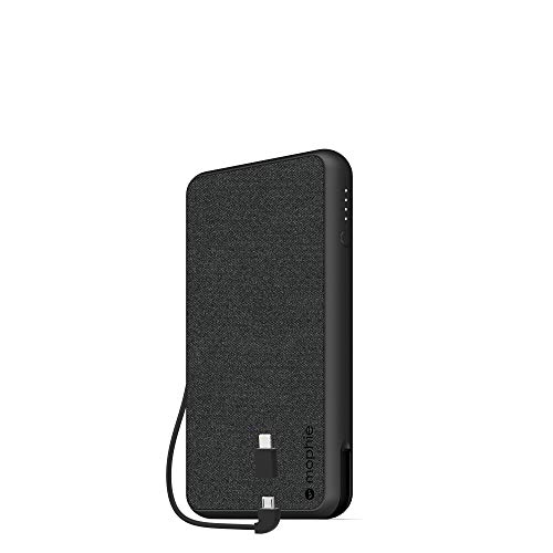 mophie Powerstation Plus XL Power Bank- 10,000 mAh Internal Battery, Built-in 10W Micro-USB Cable with Apple Lightning Connector & 10W USB-A Port, Travel-Friendly & Compact, LED Indicators, Black