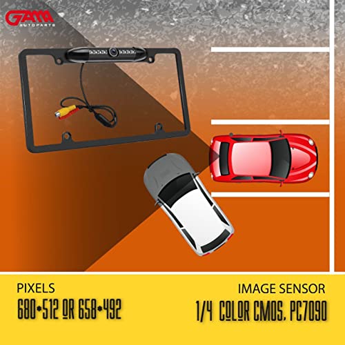 GAMA License Plate Backup Camera, Ultra HD Back up Camera with 8 Upgraded IR Night Vision Lights