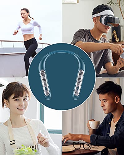 Bluenin Portable Wearable Neckband Bluetooth Speakers, Wireless Collar Speaker CVC 8.0 Noise Cancelling 3D Sound Personal Sport Speaker with Mic(Navy Blue)
