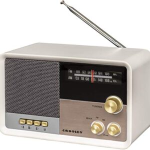 Crosley CR3036D-WS Tribute Vintage AM/FM Bluetooth Radio, White Sand