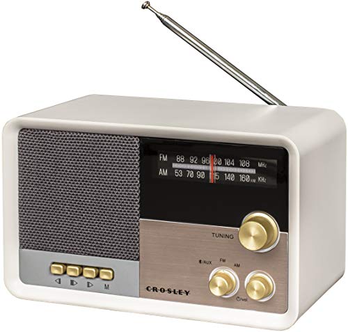 Crosley CR3036D-WS Tribute Vintage AM/FM Bluetooth Radio, White Sand