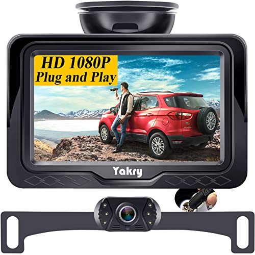 Yakry Backup Camera for Car HD 1080P 4.3 Inch Monitor Rear View System Reverse Cam Kit Truck SUV Minivan Easy Installation Plug and Play Waterproof Night Vision DIY Grid Lines Y11