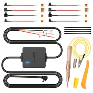 dash cam hardwire kit, g sensor smart parking mode cable mini usb hard wire kit fuse for dashcam, plozoe 12v-24v to 5v/2a car dash camera charger power cord（13ft）