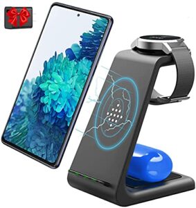 wireless charger for samsung,3 in 1 wireless charging station for multiple devices samsung android qi stand for galaxy watch 4 classic/3/active2/gear s3,galaxy s23/s22 ultra/s21/s20/s10/z fold 3