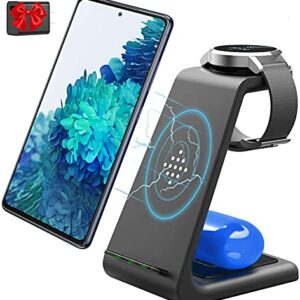 Wireless Charger for Samsung,3 in 1 Wireless Charging Station for Multiple Devices Samsung Android Qi Stand for Galaxy Watch 4 Classic/3/Active2/Gear S3,Galaxy S23/S22 Ultra/S21/S20/S10/Z Fold 3