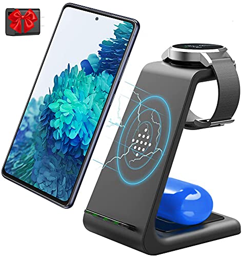 Wireless Charger for Samsung,3 in 1 Wireless Charging Station for Multiple Devices Samsung Android Qi Stand for Galaxy Watch 4 Classic/3/Active2/Gear S3,Galaxy S23/S22 Ultra/S21/S20/S10/Z Fold 3