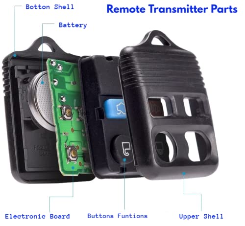 Key Fob Replacement - Keyless Entry Remote Transmitter - Remote Replacement Key Fob for Ford - 3 Button Ideal for Select Ford, Lincoln, Mazda Set of 2