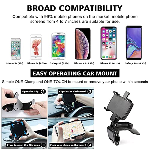 Ouzorp Phone Holder Car, Car Phone Holder Mount Automobile Hands Free Cell Phone Holder for Car Fit for All Car Mount for iPhone Android Smartphone