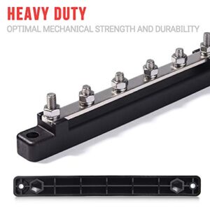 MICTUNING 4 Terminal Bus Bar & Cover Ground Distribution Block - Car Boat Marine Power Distribution Terminal Block