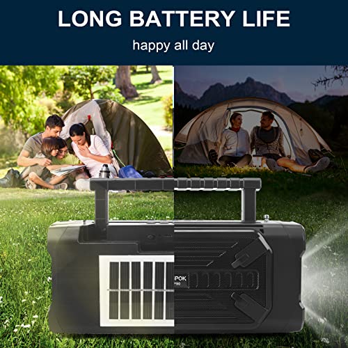 Portable Solar Bluetooth Speaker with Outdoor Emergency Flashlight, FM Radio Function, High Audio Bluetooth Speaker High Power Wireless Speaker