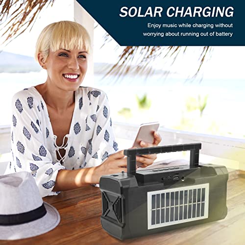 Portable Solar Bluetooth Speaker with Outdoor Emergency Flashlight, FM Radio Function, High Audio Bluetooth Speaker High Power Wireless Speaker