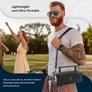 Portable Solar Bluetooth Speaker with Outdoor Emergency Flashlight, FM Radio Function, High Audio Bluetooth Speaker High Power Wireless Speaker