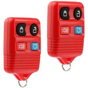key fob keyless entry remote fits ford, lincoln, mercury, mazda mustang (red), set of 2