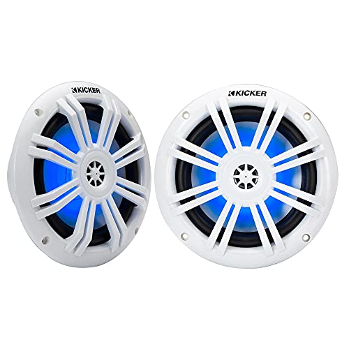 KICKER 49KM604WL KM 6.5" 4Ω Blue LED Marine Coaxial Speakers - Pair