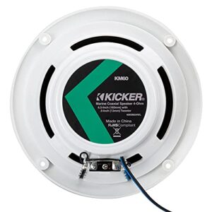 KICKER 49KM604WL KM 6.5" 4Ω Blue LED Marine Coaxial Speakers - Pair