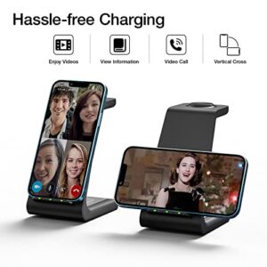 Wireless Charger for Apple Multiple Devices, KOPIDOE Charging Station Dock Compatible with iPhone 14/13/12/11Series, Fast Stand for Apple iWatch 8/7/6/SE/5/4/3/2, AirPods 3/Pro/2 with Adapter (Black)