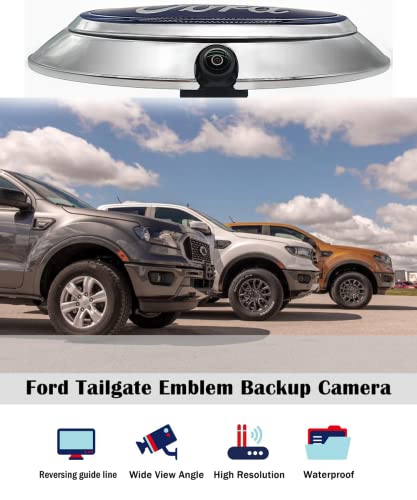 SPTCRCP Backup Rear Camera for Ford Ranger F150 F250 F350 F450 F550 2004-2016 with Ford Tailgate Emblem HD Night Vision | No Distorted Affect Starlight Night Vision | AHD Waterproof