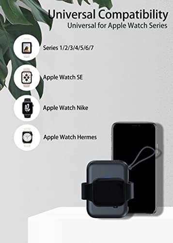 Wireless Portable Watch Charger, 5000mAh Magnetic adsorption Portable Mini iwatch Charger for All Apple Watch Series, Power Bank with Built in Charging Cable, Type-c Input/Output Port