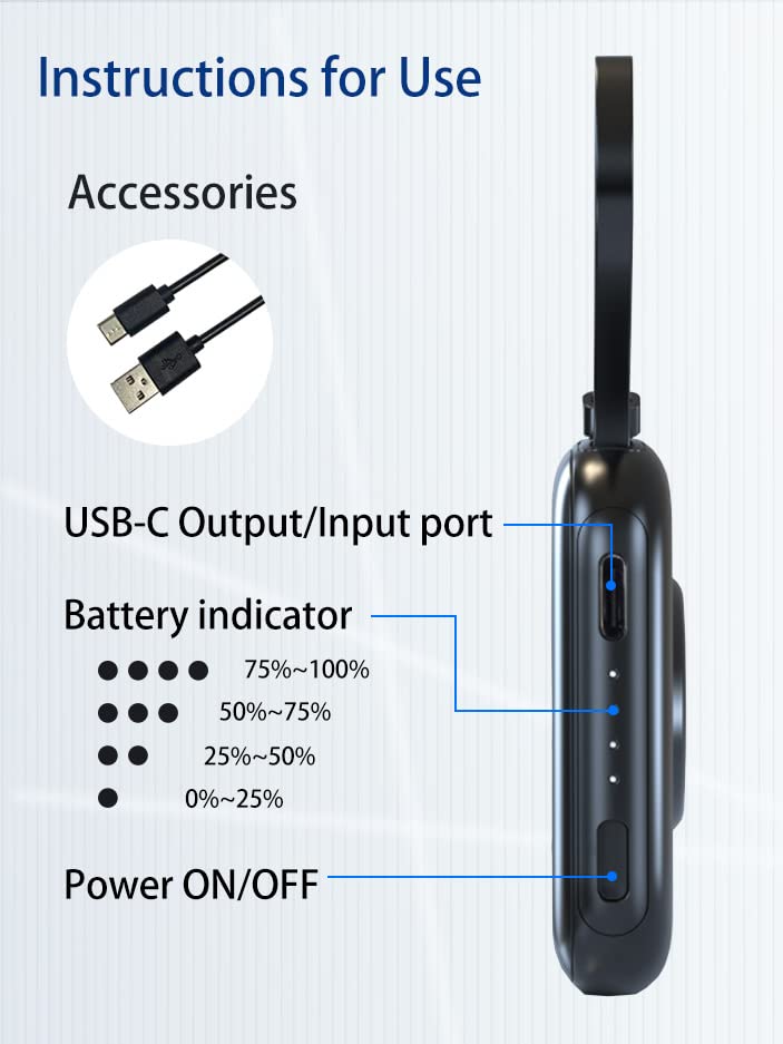 Wireless Portable Watch Charger, 5000mAh Magnetic adsorption Portable Mini iwatch Charger for All Apple Watch Series, Power Bank with Built in Charging Cable, Type-c Input/Output Port