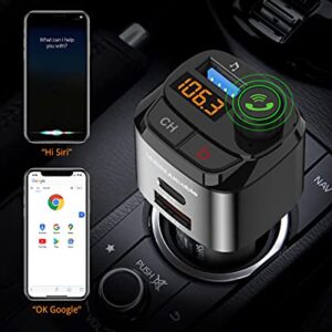 UNBREAKcable Bluetooth FM Transmitter for Car, Support QC3.0, 20W Wireless Bluetooth Radio Car Adapter Receiver MP3 Audio Music Player FM Transmitters, Type C PD20W Handsfree Call Car Charger