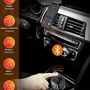 UNBREAKcable Bluetooth FM Transmitter for Car, Support QC3.0, 20W Wireless Bluetooth Radio Car Adapter Receiver MP3 Audio Music Player FM Transmitters, Type C PD20W Handsfree Call Car Charger