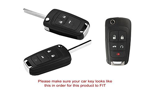 iJDMTOY Exact Fit Glossy Red Smart Key Fob Shell Cover Compatible with Chevy Camaro Cruze Malibu SS Spark Volt, Compatible with GMC Terrain 3 4 5 Buttons Folding Key Fob