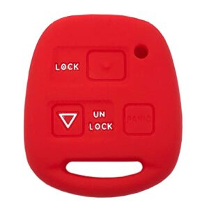 Horande Silicone Protector Key Fob Cover Case fit for Lexus ES GS GX is LS LX RX SC GX470 ES300 ES330 ES250 IS300 GS300 Toyota Land Cruiser FJ Cruiser Prado Camry Keyless Entry Key Fob (Black+Red)