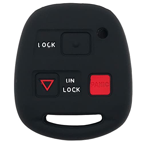 Horande Silicone Protector Key Fob Cover Case fit for Lexus ES GS GX is LS LX RX SC GX470 ES300 ES330 ES250 IS300 GS300 Toyota Land Cruiser FJ Cruiser Prado Camry Keyless Entry Key Fob (Black+Red)