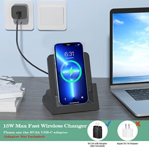 Wireless Charger Stand,15W Fast Charging for iPhone 13/12/11/8/XS Max/XR/X,Samsung Wireless Charger for Galaxy S22 S21 S20 S10 Note 20/10,Airpods 2(NO Adapter)