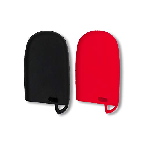 Autobase Silicone Key Fob Cover for Jeep Grand Cherokee Renegade Compass Dodge Challenger Charger Dart Durango Journey Chrysler 200 300 | Car Accessory | Key Protection Case - 2Pcs