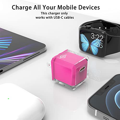 USB C Charger 20W PD 3.0 Durable Compact Fast Charger Compat with iPhone 14/14 Pro/14 Pro Max/13/13 Mini/13 Pro/13 Pro Max/12/12 Mini, Galaxy/Pixel 4/3, iPad Pro/Air iPad Mini, No Cable, Pink Red