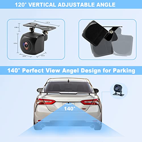 Backup Camera, HD Waterproof Ip69K Backup/Front View Camera, Rear View Camera 720P HD Star Light Night Vision and 140°All-Round View, Reverse Camera Systems for Cars, Trucks, RV, SUV,Van (Black)