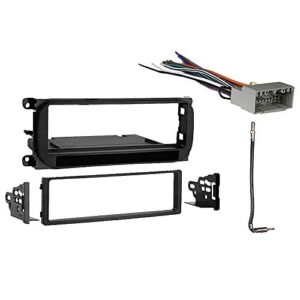 compatible with jeep liberty 2002 2003 2004 2005 2006 2007 single din stereo harness radio install dash kit package