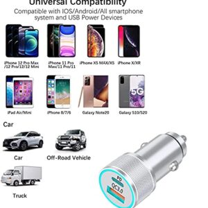 [Apple MFi Certified] iPhone Fast Car Charger, esbeecables 48W Dual Port USB C Power Delivery All Metal Lighter PD/QC3.0 Car Charger with 2Pack Lightning Cable Quick Charging for iPhone/iPad/Airpods