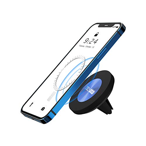 TechMatte Magnetic Vent Car Phone Mount Compatible with iPhone 14 iPhone 13, iPhone 12, Pro, Pro Max, Mini, iPhone 14 Plus and MagSafe Case (Blue)