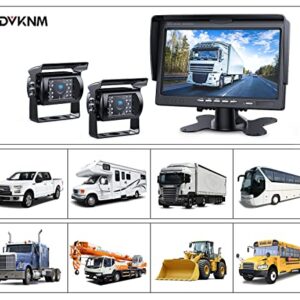 DVKNM Upgrade Dual Backup Camera Monitor Kit 7'' HD 1080P IP69 Waterproof Rearview Reversing Rear View Camera Monitor for Truck Trailer Semi-Trailer Box Truck RV Pickup Truck Easy Installation (TZ102)