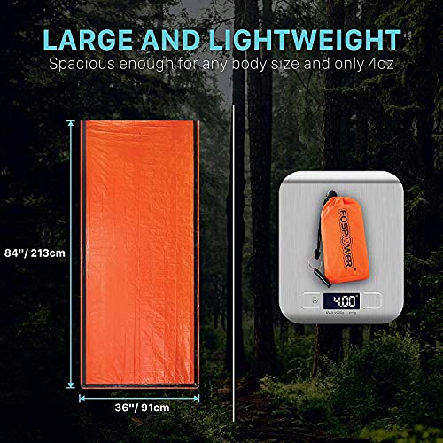 FosPower 2000mAh Emergency Weather Radio Portable Charger +Emergency Survival Shelter & Sleeping Bag Bivy Sack for Camping Accessories, Camping Gear, Survival Kit