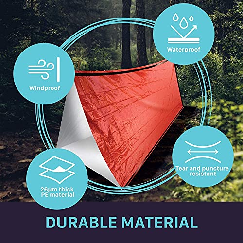 FosPower 2000mAh Emergency Weather Radio Portable Charger +Emergency Survival Shelter & Sleeping Bag Bivy Sack for Camping Accessories, Camping Gear, Survival Kit