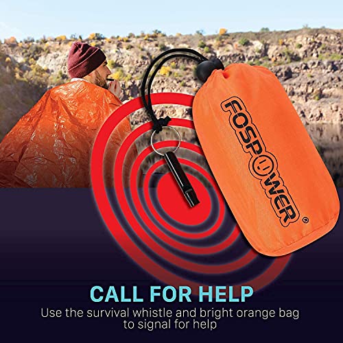 FosPower 2000mAh Emergency Weather Radio Portable Charger +Emergency Survival Shelter & Sleeping Bag Bivy Sack for Camping Accessories, Camping Gear, Survival Kit