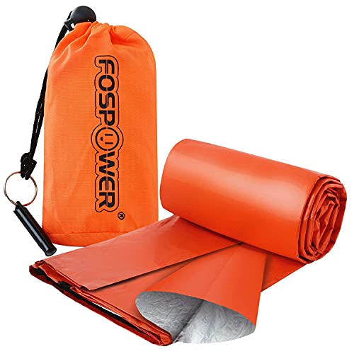 FosPower 2000mAh Emergency Weather Radio Portable Charger +Emergency Survival Shelter & Sleeping Bag Bivy Sack for Camping Accessories, Camping Gear, Survival Kit