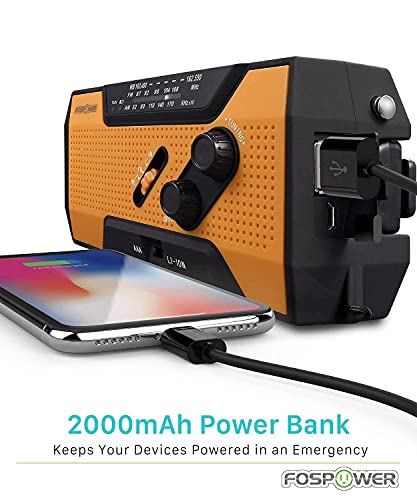 FosPower 2000mAh Emergency Weather Radio Portable Charger +Emergency Survival Shelter & Sleeping Bag Bivy Sack for Camping Accessories, Camping Gear, Survival Kit