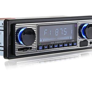 FYPLAY Classic Bluetooth Car Stereo , FM Radio Receiver, Hands-Free Calling, Built-in Microphone, USB/SD/AUX Port, Support MP3/WMA/WAV, Dual Knob Audio Car Multimedia Player, Remote Control