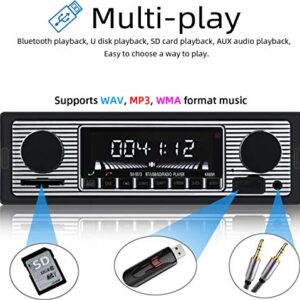 FYPLAY Classic Bluetooth Car Stereo , FM Radio Receiver, Hands-Free Calling, Built-in Microphone, USB/SD/AUX Port, Support MP3/WMA/WAV, Dual Knob Audio Car Multimedia Player, Remote Control