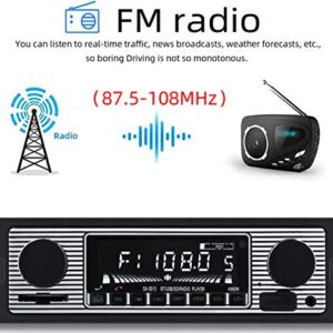 FYPLAY Classic Bluetooth Car Stereo , FM Radio Receiver, Hands-Free Calling, Built-in Microphone, USB/SD/AUX Port, Support MP3/WMA/WAV, Dual Knob Audio Car Multimedia Player, Remote Control