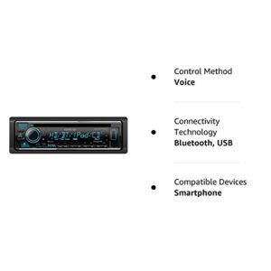 Kenwood KDC-BT778HD Single DIN Bluetooth CD Car Stereo Receiver with Amazon Alexa Voice Control | LCD Text Display | USB & Aux Input