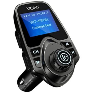 bluetooth fm transmitter for car, bluetooth car adapter kit, 1.44 inch display, supports sd tf cards, bluetooth aux adapter, compatible with all smartphones/ipods, fm transmitter bluetooth