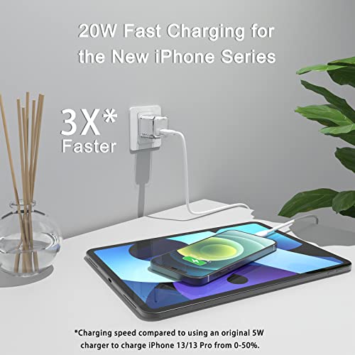 USB C Charger 20W PD 3.0 Durable Compact Fast Charger Compat with iPhone 14/14 Pro/14 Pro Max/13/13 Mini/13 Pro/13 Pro Max/12/12 Mini, Galaxy/Pixel 4/3, iPad Pro/Air iPad Mini, No Cable, White