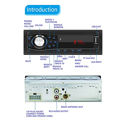 Car Stereo Audio Automotivo Bluetooth with USB TF Card FM Radio MP3 Player PC Type:12PIN -1028