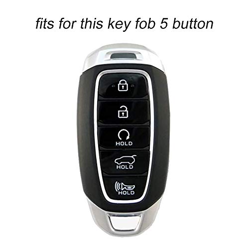 Lcyam Key Fob Cover Silicone Case Remote Holder Compatible with 2020-2023 Hyundai Palisade Elantra Keyless Push Start 5 Button (Black Red)